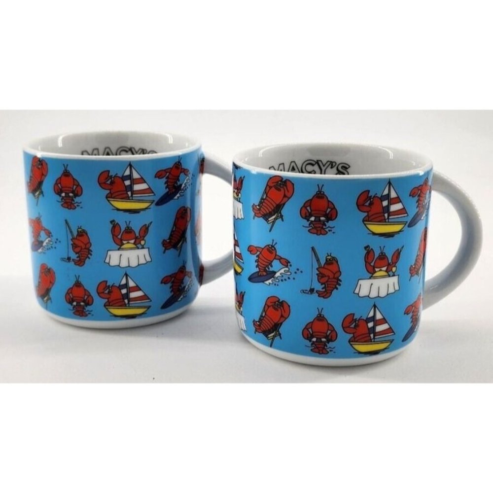 NEW Lot of 2x Macy's East Coast Collections Lobster Porcelain‎ Coffee Cup Mug